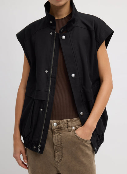 Patchwork Twill Slicker Jacket Black - Tibi