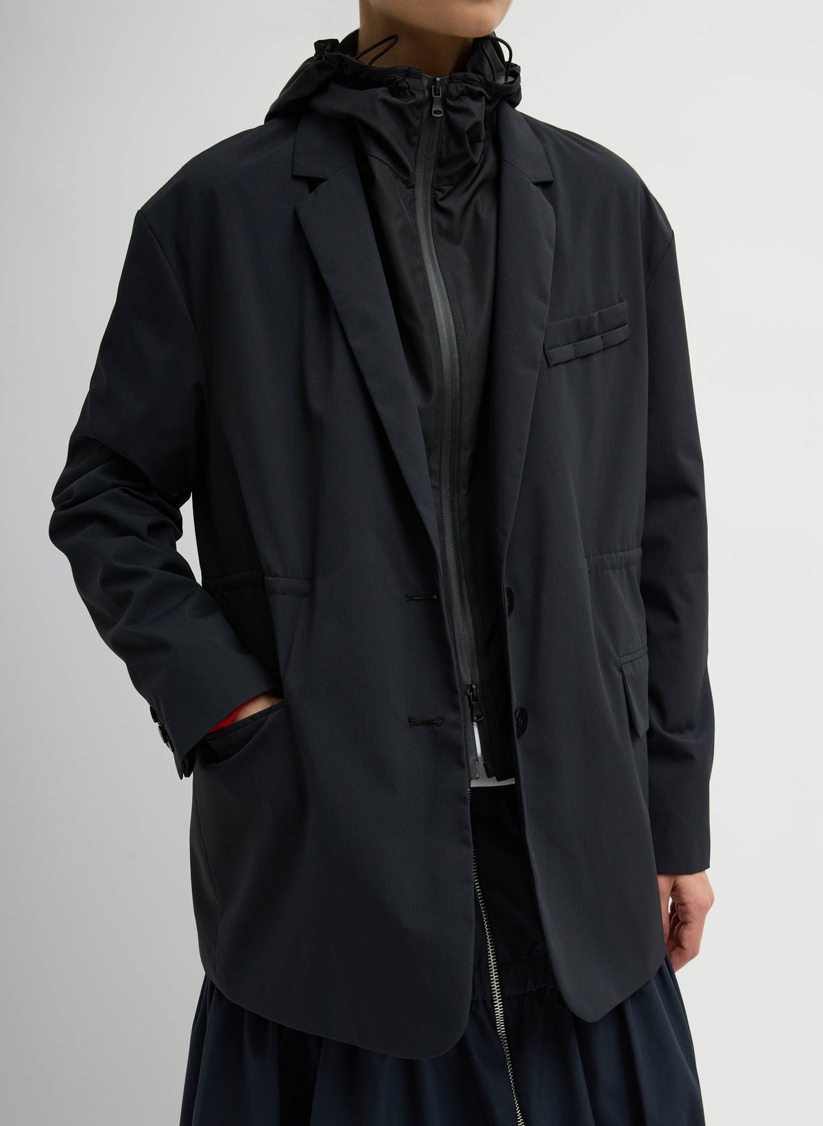 Tech Suiting Anorak Blazer With Zip Off Vest Black - Tibi