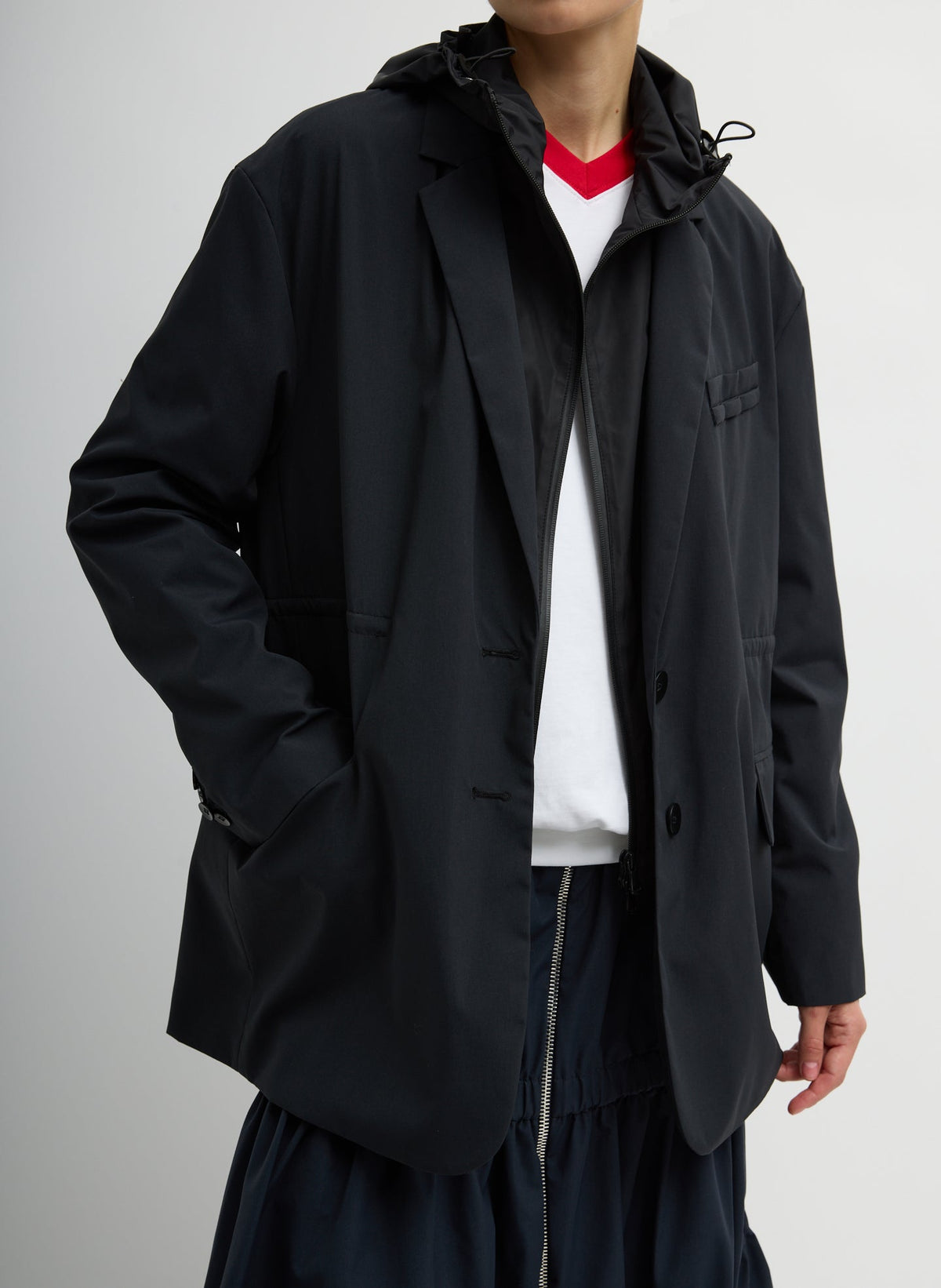 Tech Suiting Anorak Blazer With Zip Off Vest Black - Tibi