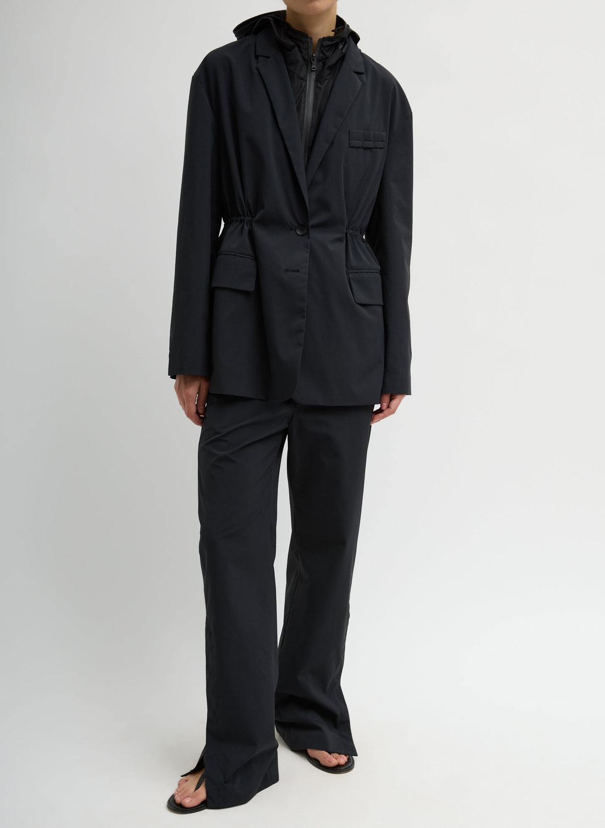 Tech Suiting Anorak Blazer With Zip Off Vest Black - Tibi