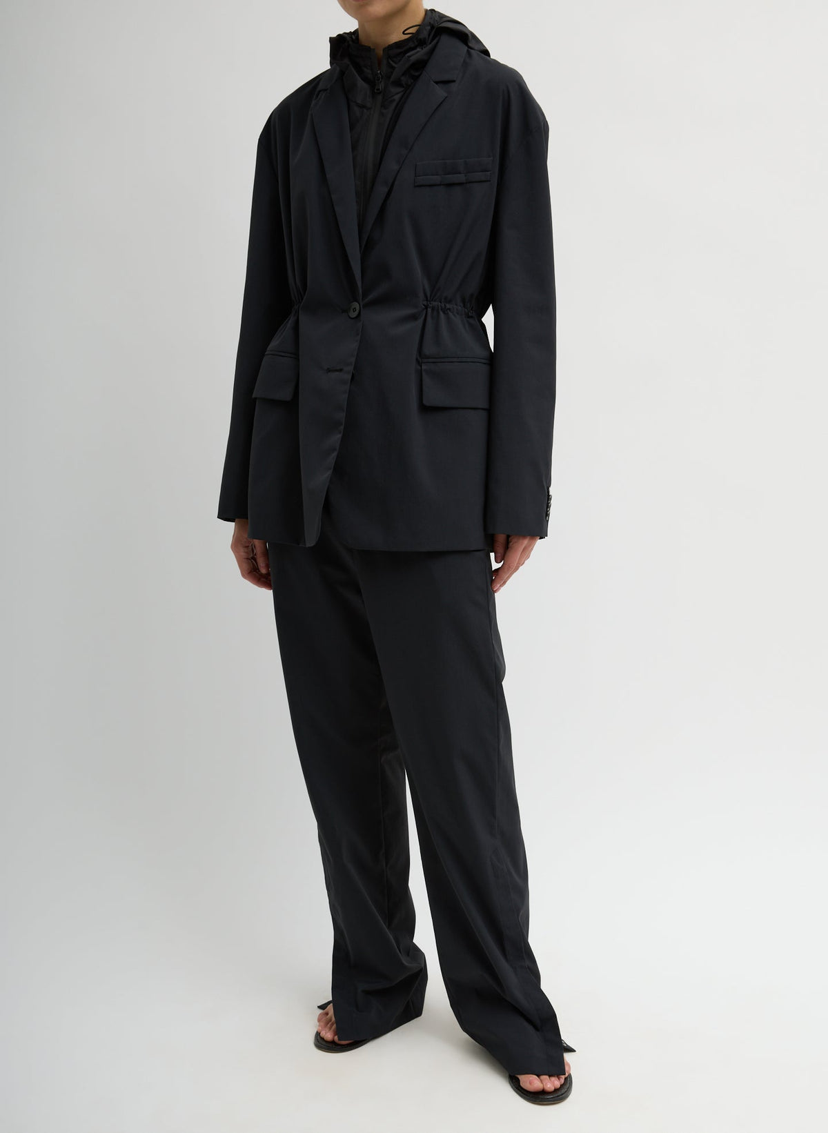 Tech Suiting Anorak Blazer With Zip Off Vest Black - Tibi