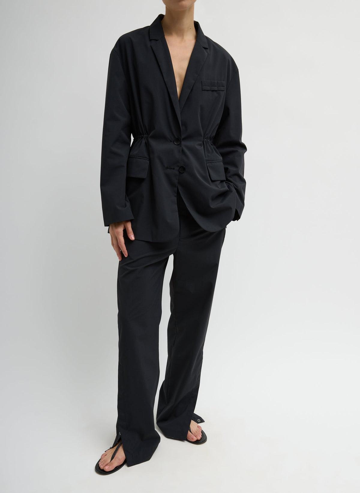 Tech Suiting Anorak Blazer With Zip Off Vest Black - Tibi