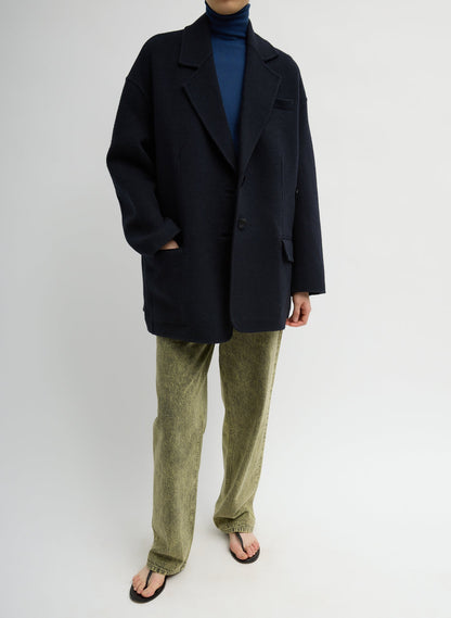 Luxe Double Faced Wool Angora Liam Blazer Navy - Tibi