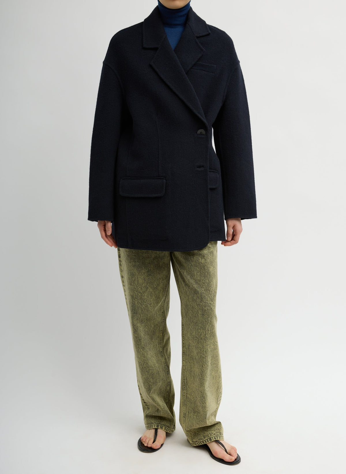 Luxe Double Faced Wool Angora Liam Blazer Navy - Tibi