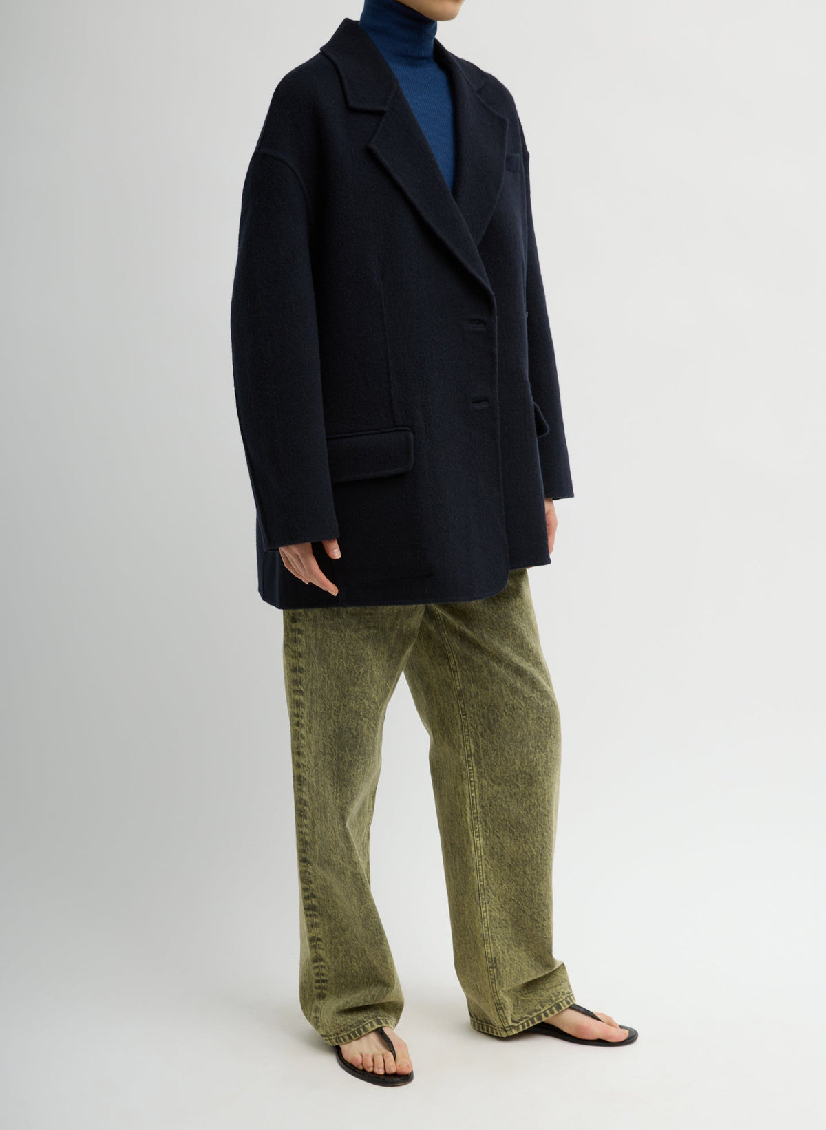 Luxe Double Faced Wool Angora Liam Blazer Navy - Tibi