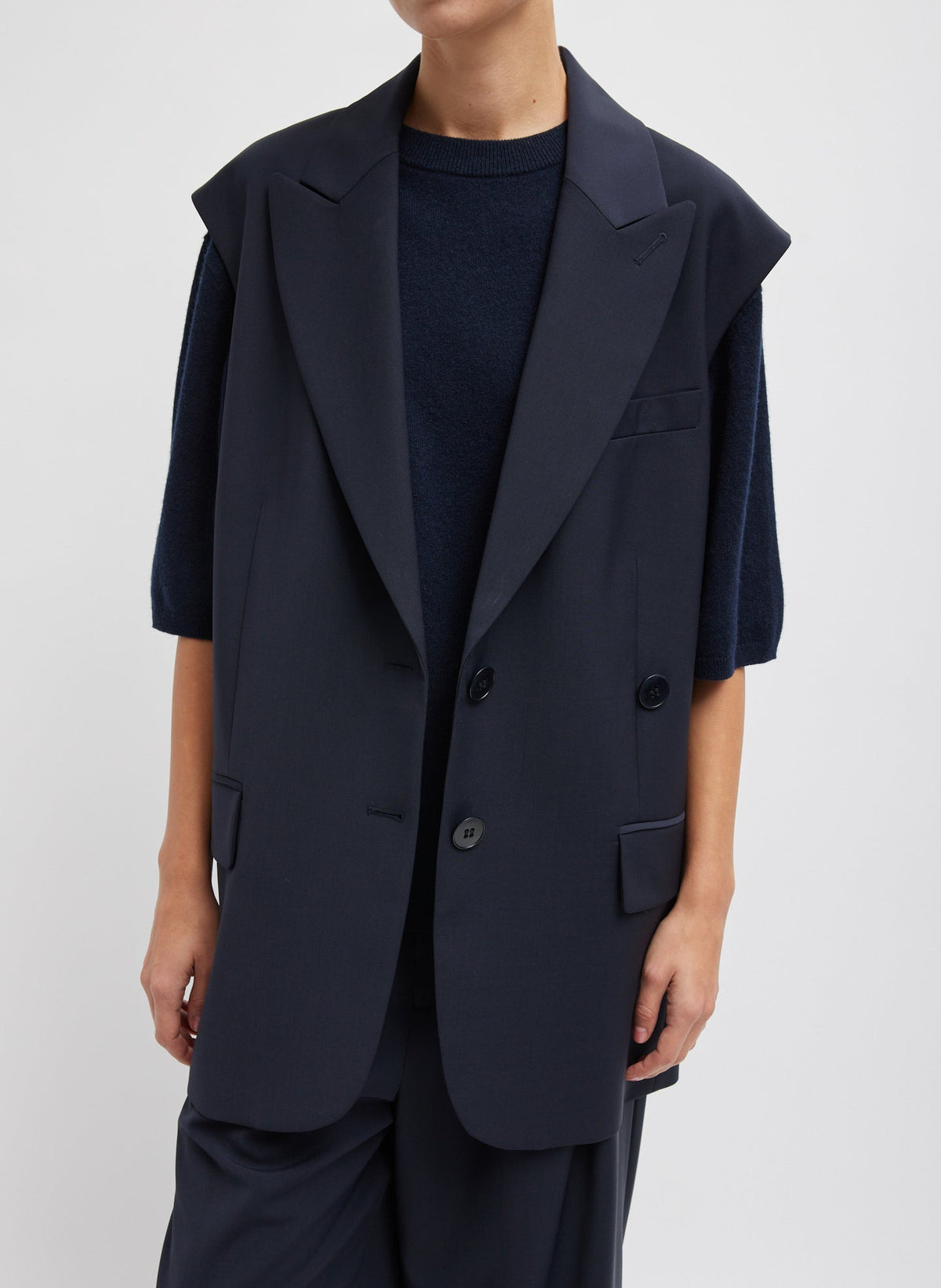 Tropical Wool Liam Vest Navy - Tibi