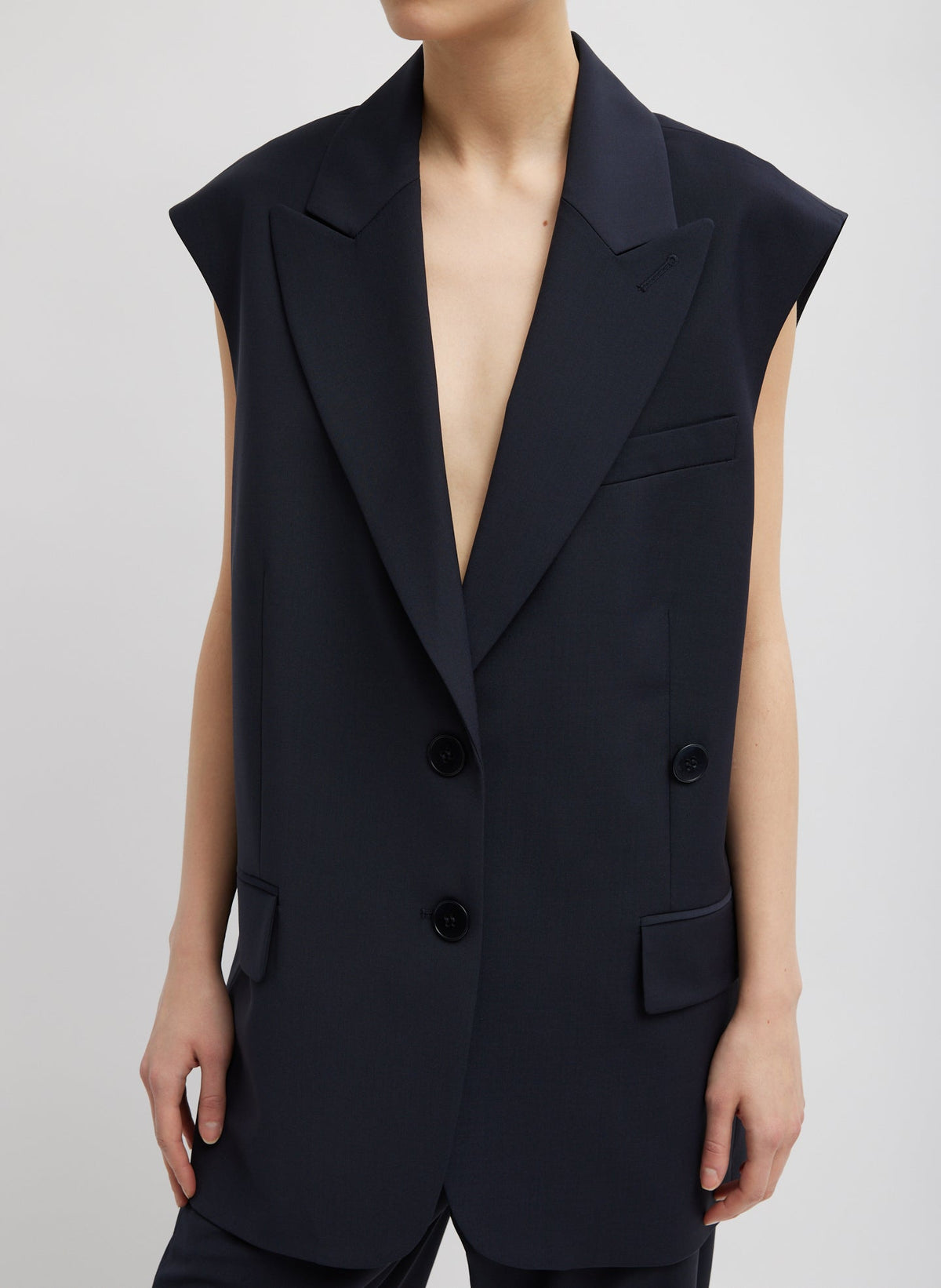 Tropical Wool Liam Vest Navy - Tibi