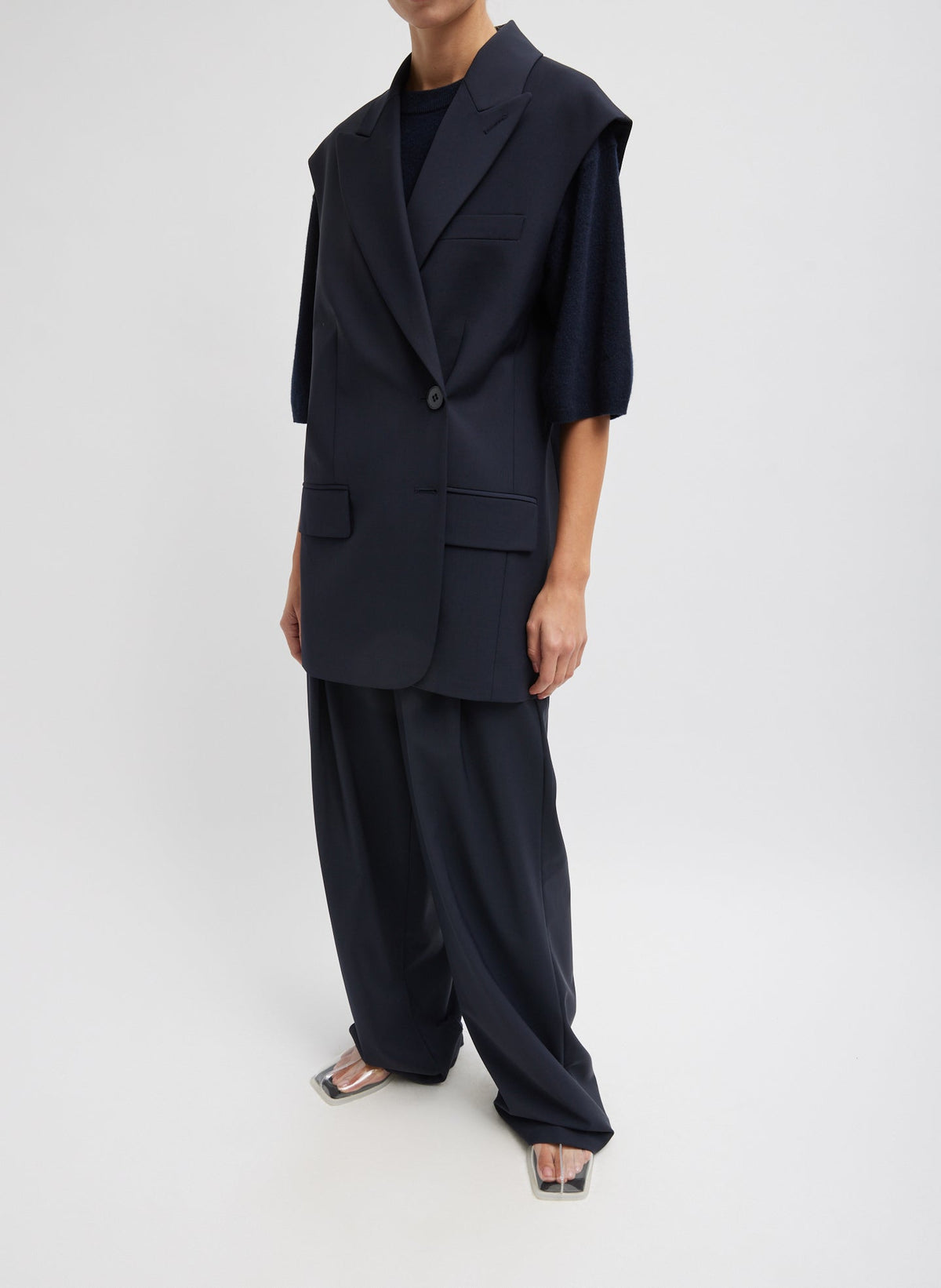 Tropical Wool Liam Vest Navy - Tibi