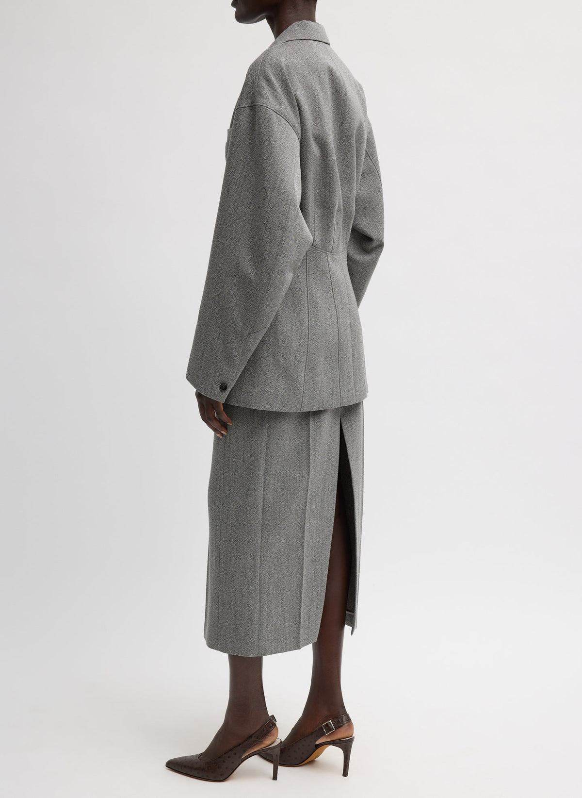 Structured Wool Sculpted Blazer Grey Multi - Tibi