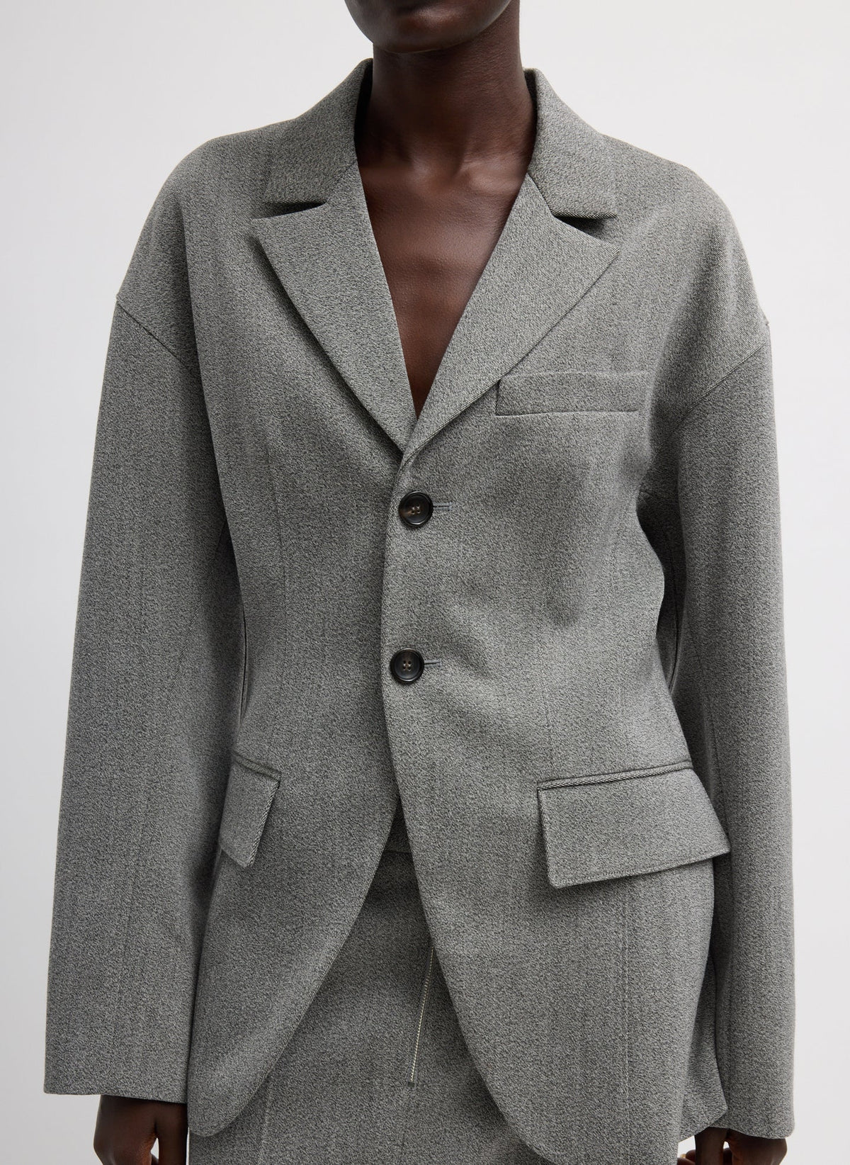 Structured Wool Sculpted Blazer Grey Multi - Tibi