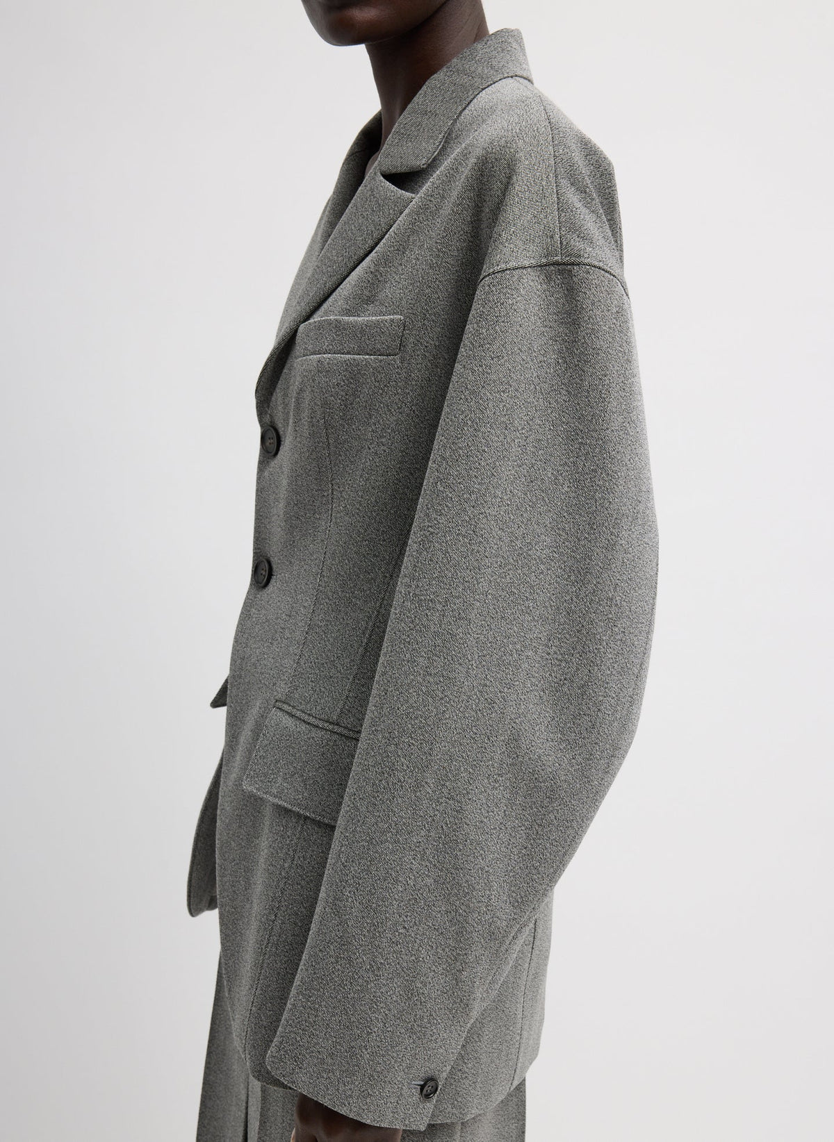 Structured Wool Sculpted Blazer Grey Multi - Tibi