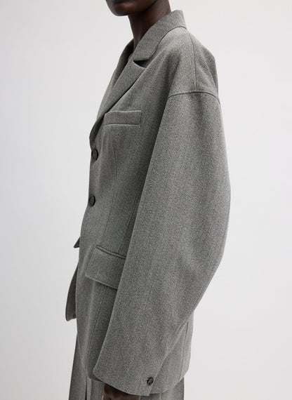 Structured Wool Sculpted Blazer Grey Multi - Tibi