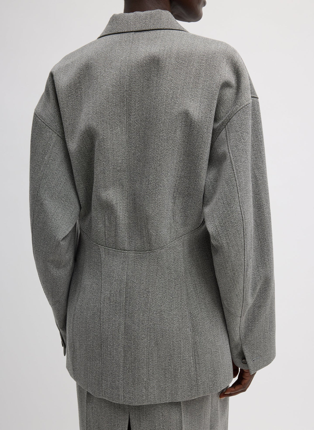 Structured Wool Sculpted Blazer Grey Multi - Tibi