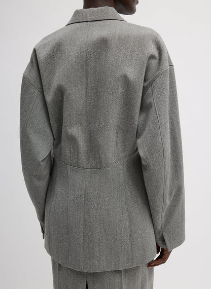 Structured Wool Sculpted Blazer Grey Multi - Tibi