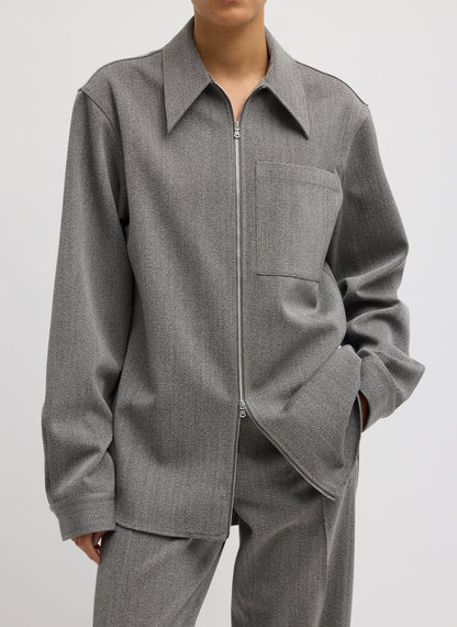 Structured Wool Zipper Jacket Grey Multi - Tibi