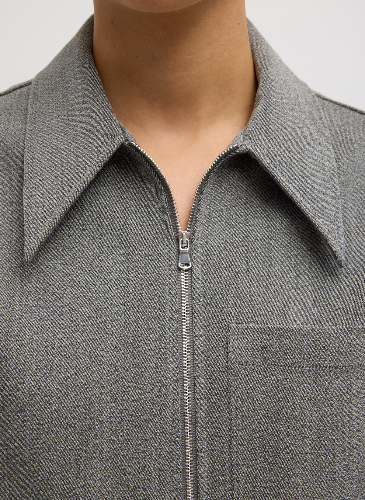 Structured Wool Zipper Jacket Grey Multi - Tibi