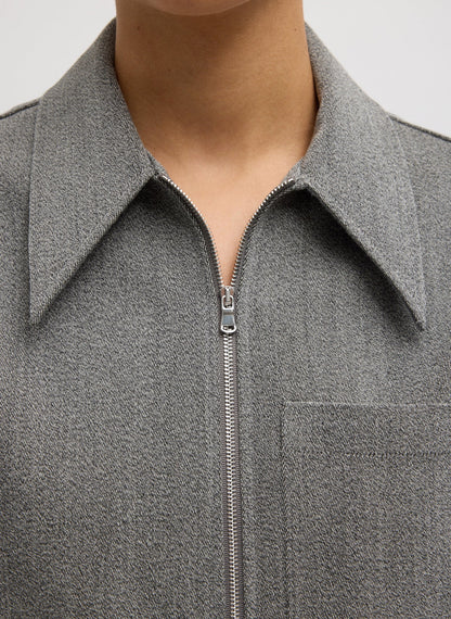Structured Wool Zipper Jacket Grey Multi - Tibi