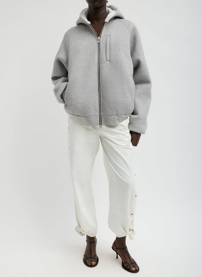 Compact Tech French Terry Zip Up Hoodie Heather Grey - Tibi