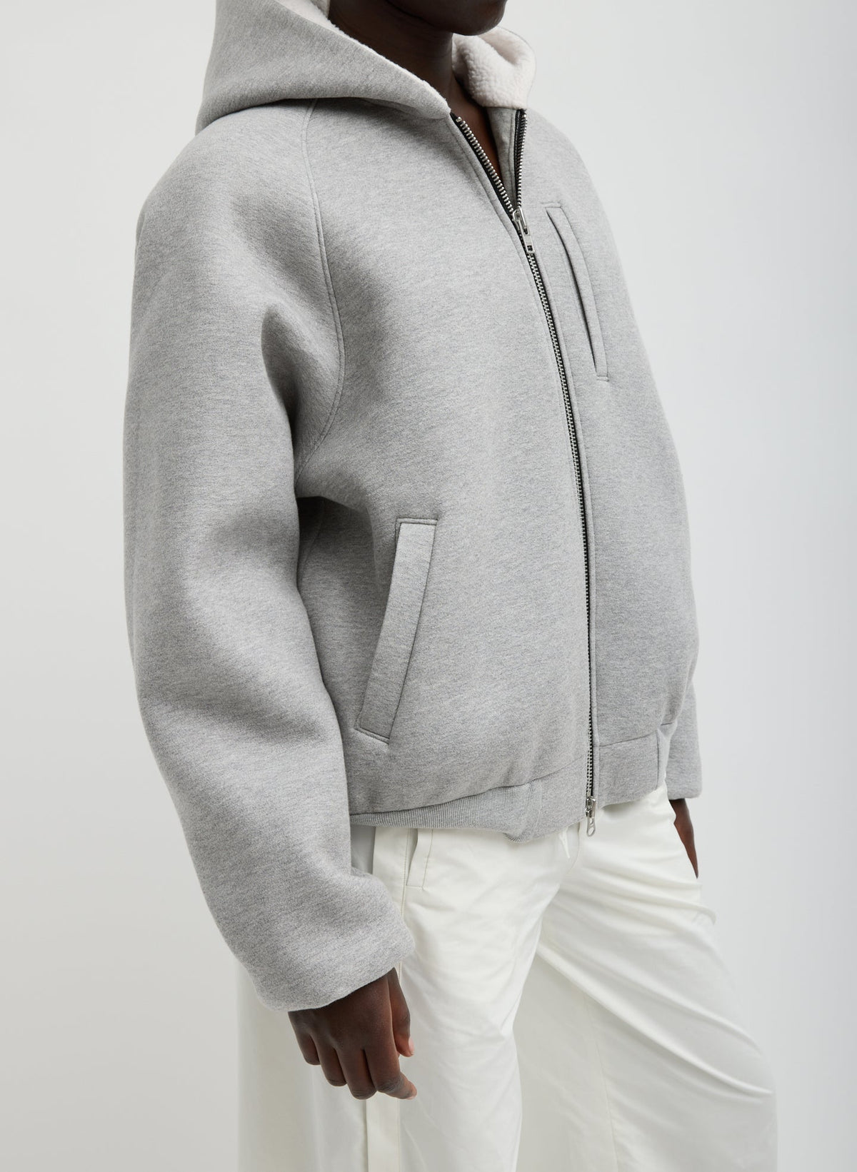 Compact Tech French Terry Zip Up Hoodie Heather Grey - Tibi