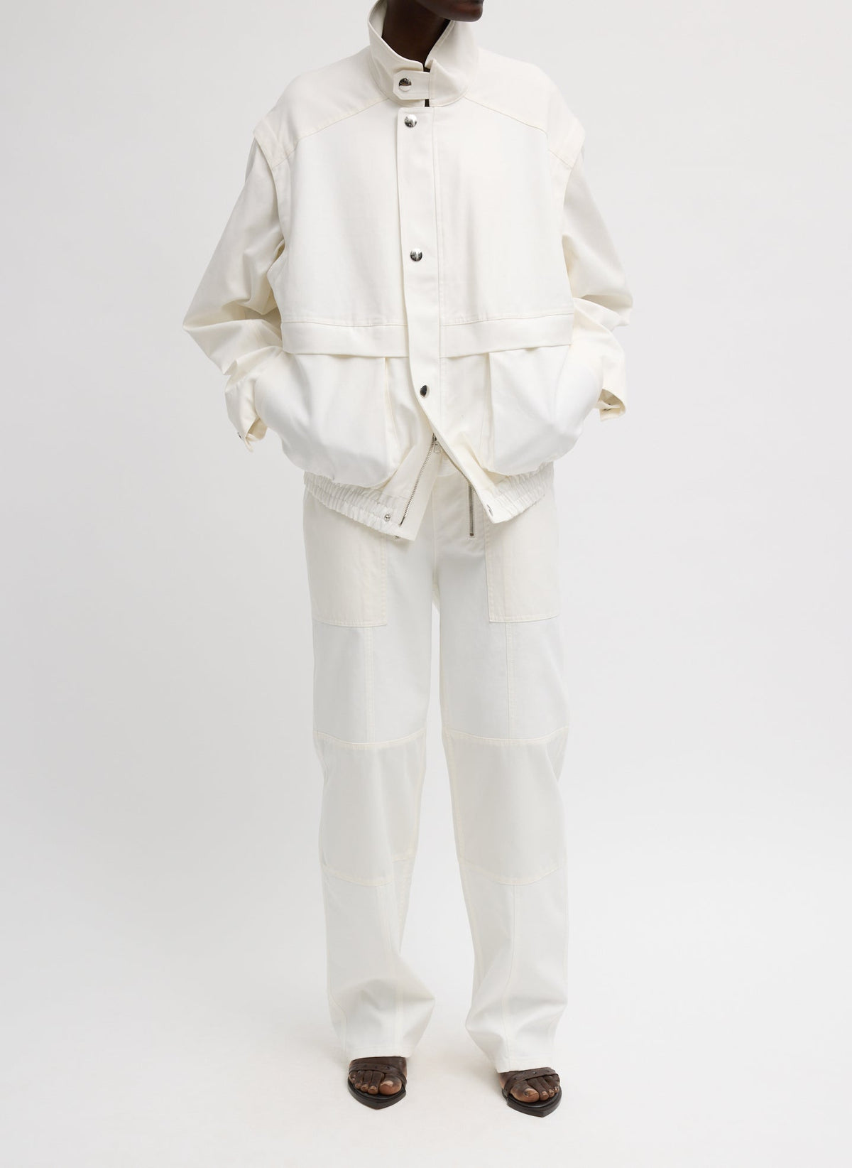 Patchwork Twill Slicker Jacket White - Tibi