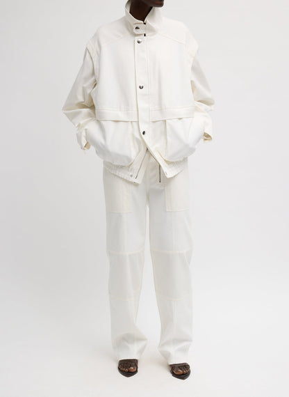 Patchwork Twill Slicker Jacket White - Tibi