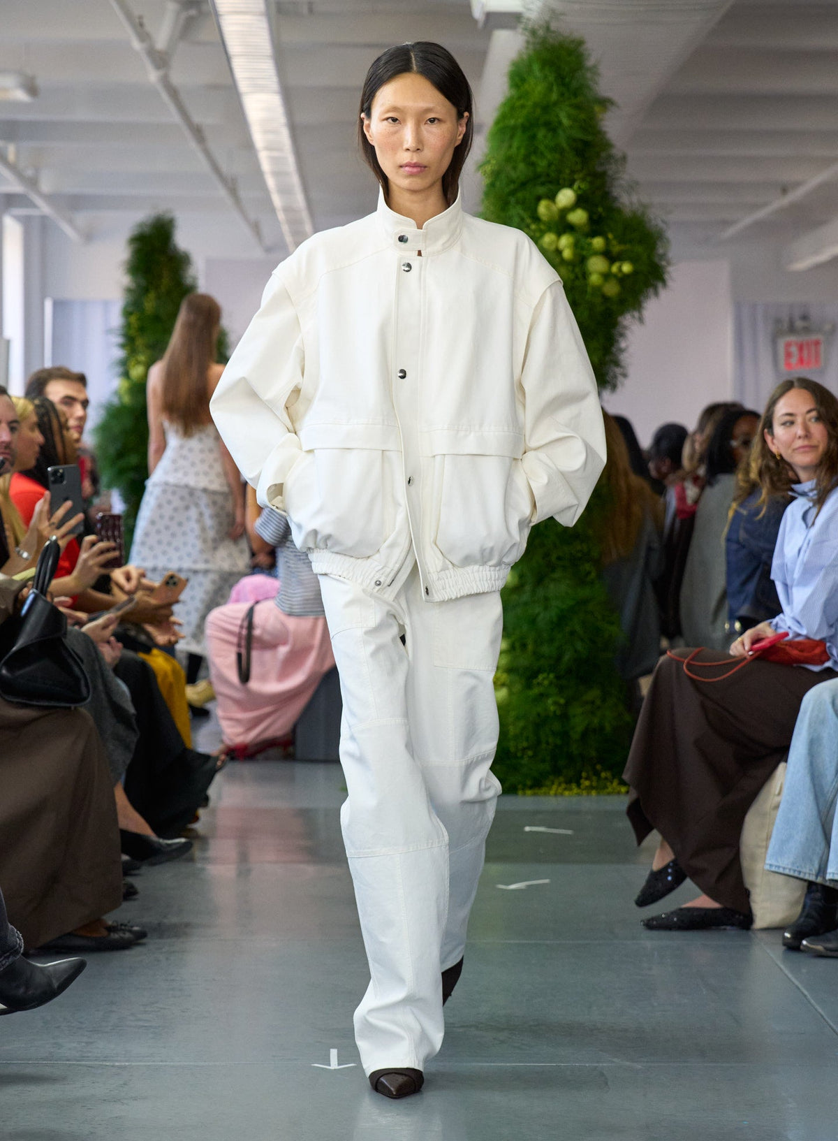 Patchwork Twill Slicker Jacket White - Tibi