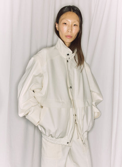 Patchwork Twill Slicker Jacket White - Tibi