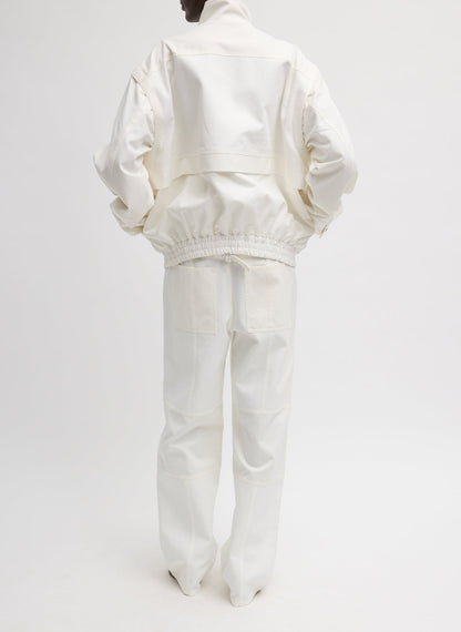 Patchwork Twill Slicker Jacket White - Tibi