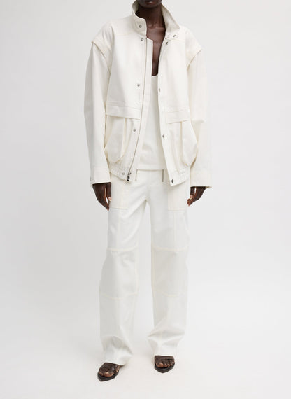 Patchwork Twill Slicker Jacket White - Tibi