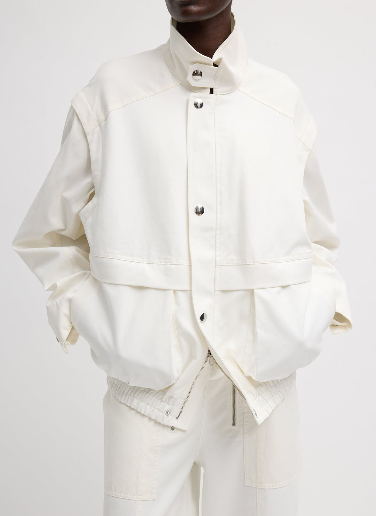 Patchwork Twill Slicker Jacket White - Tibi