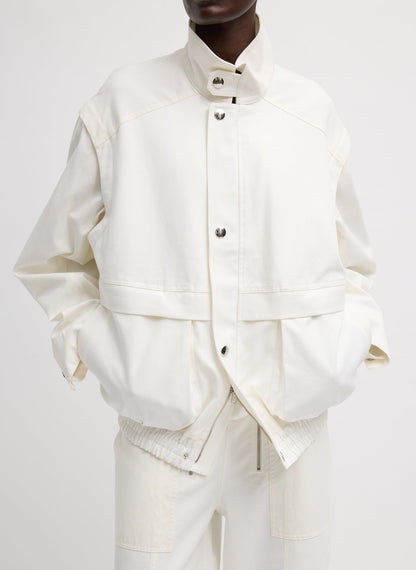 Patchwork Twill Slicker Jacket White - Tibi