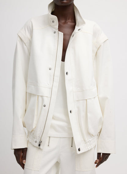 Patchwork Twill Slicker Jacket White - Tibi