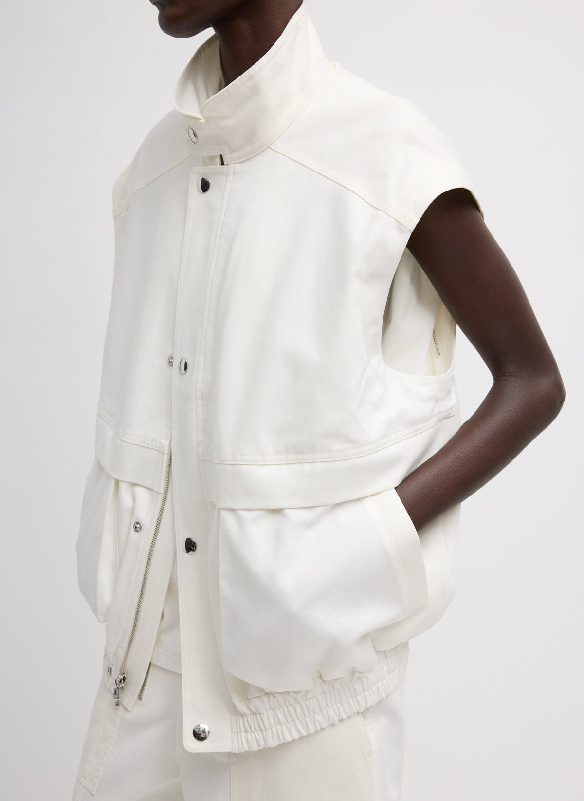 Patchwork Twill Slicker Jacket White - Tibi