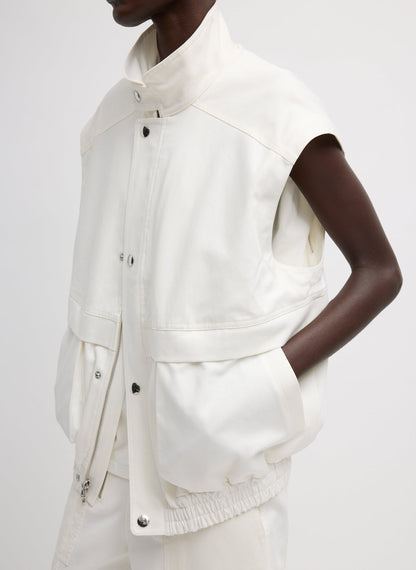 Patchwork Twill Slicker Jacket White - Tibi