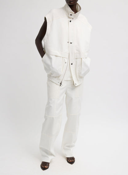 Patchwork Twill Slicker Jacket White - Tibi