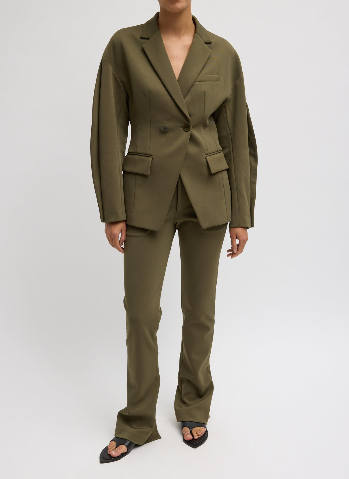 Spring Bonded Twill Sculpted Blazer Nori Green - Tibi