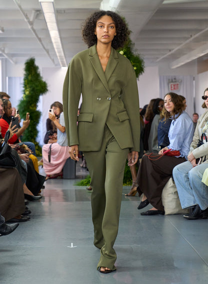 Spring Bonded Twill Sculpted Blazer Nori Green - Tibi