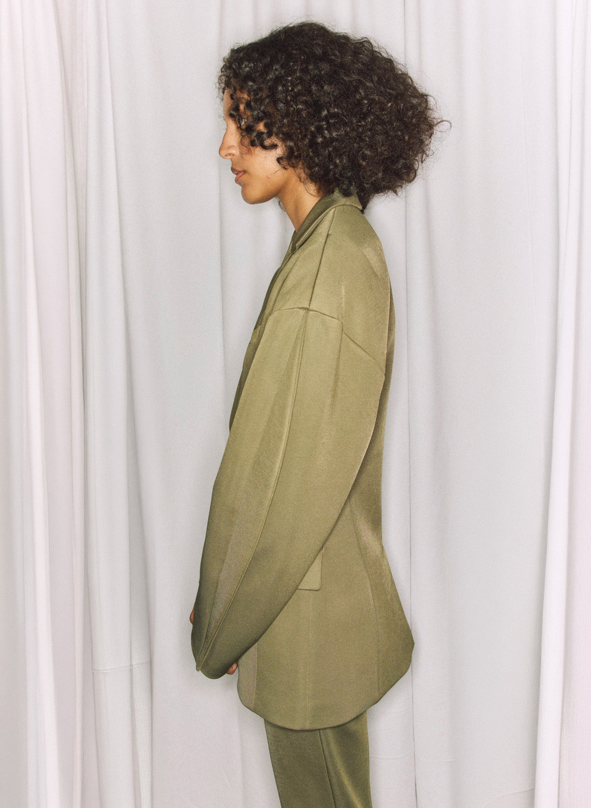 Spring Bonded Twill Sculpted Blazer Nori Green - Tibi
