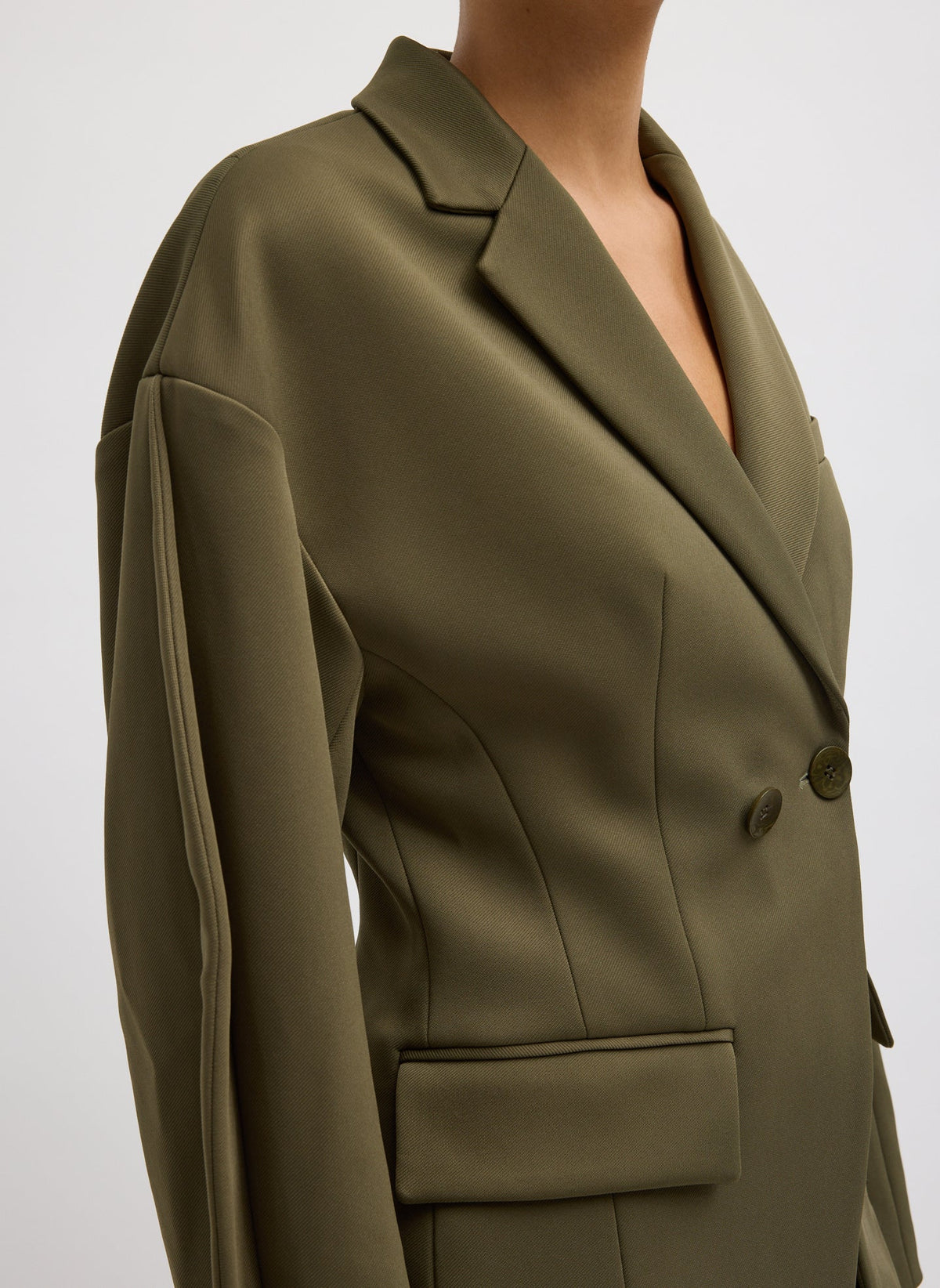 Spring Bonded Twill Sculpted Blazer Nori Green - Tibi