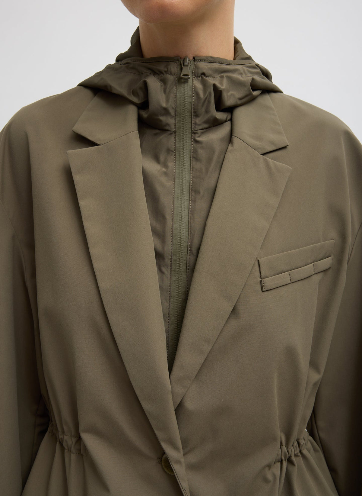 Tech Suiting Anorak Blazer With Zip Off Vest Dark Hazelnut - Tibi