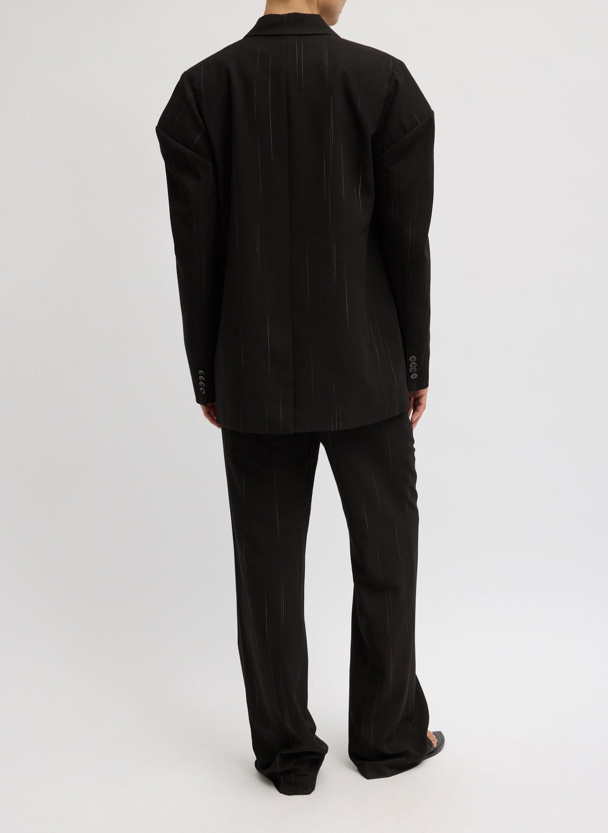 Viscose Suiting Hinged Sleeve Blazer Black Multi - Tibi