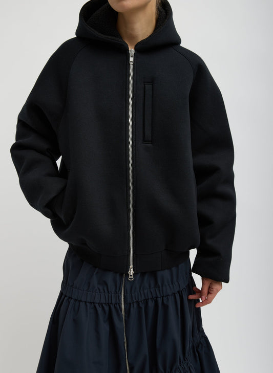 Compact Tech French Terry Zip Up Hoodie Black - Tibi