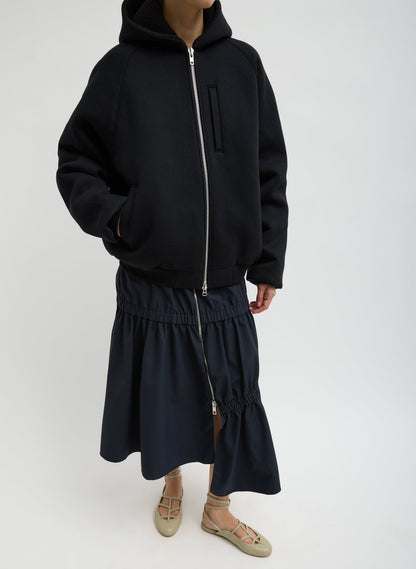 Compact Tech French Terry Zip Up Hoodie Black - Tibi