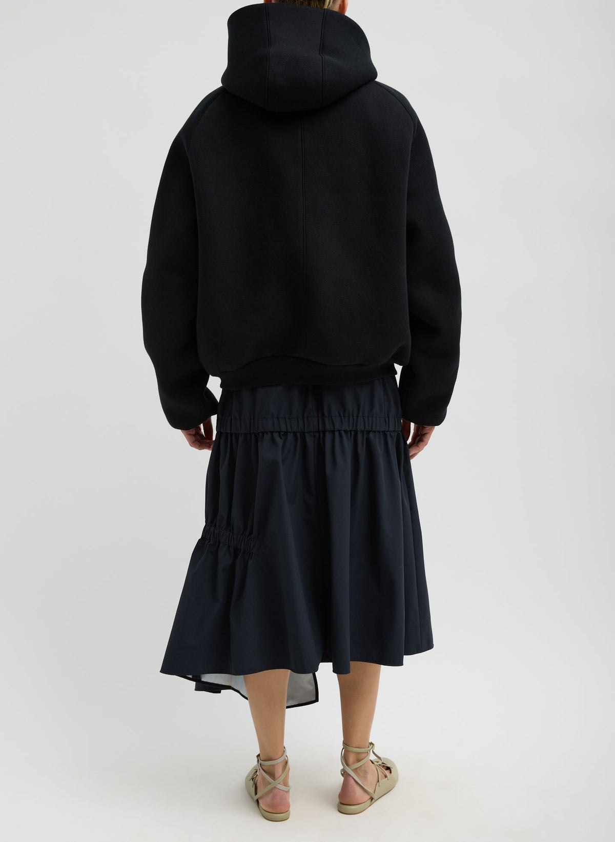 Compact Tech French Terry Zip Up Hoodie Black - Tibi