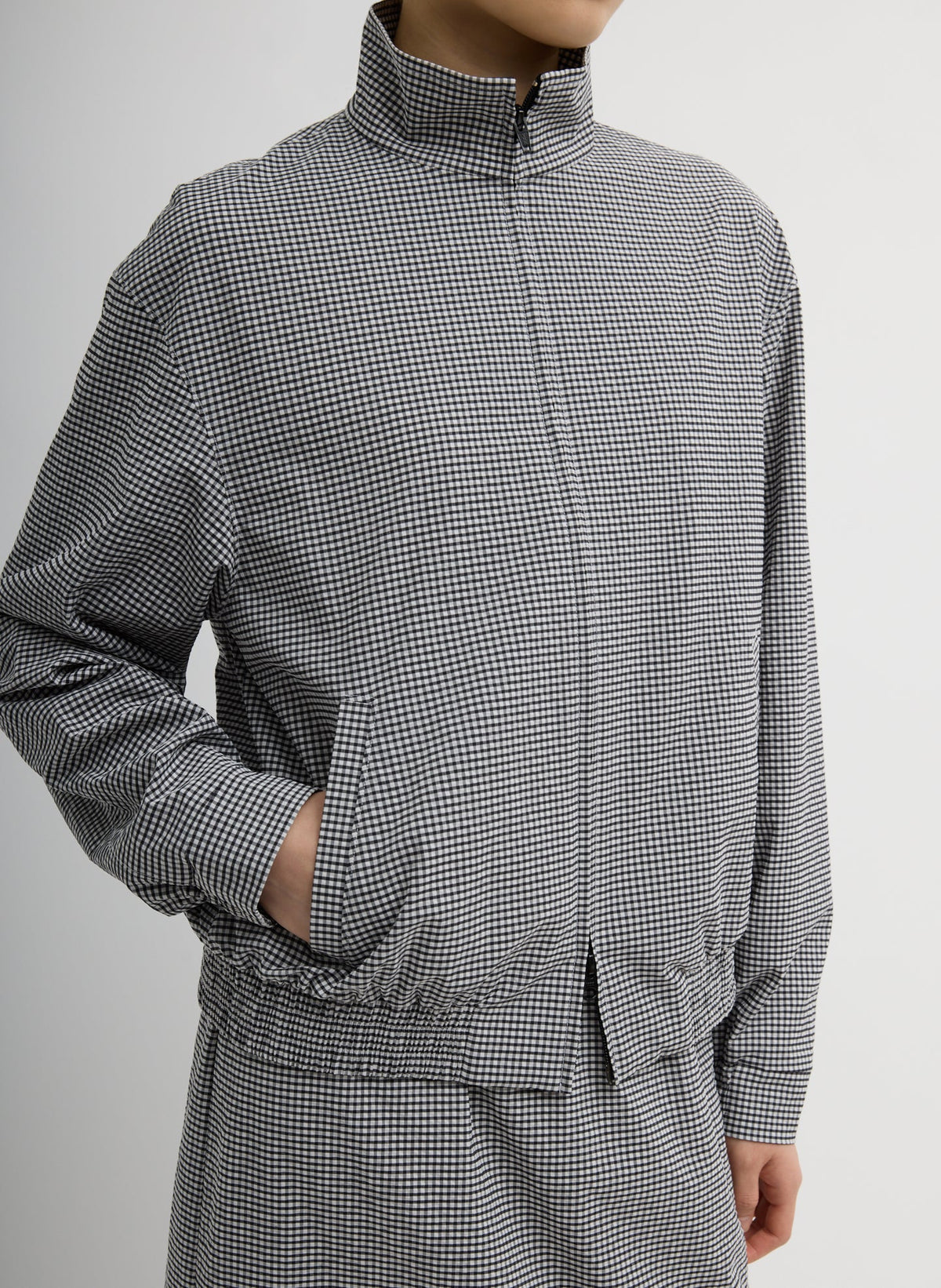 Tech Gingham Track Jacket Black/White Gingham - Tibi
