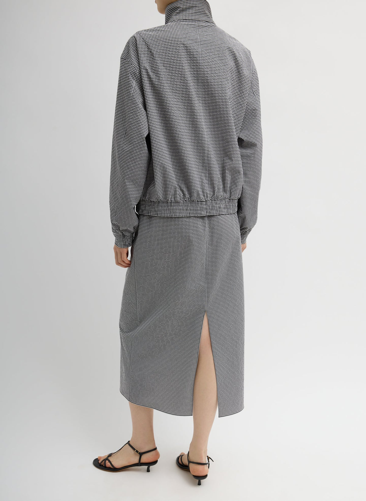 Tech Gingham Track Jacket Black/White Gingham - Tibi