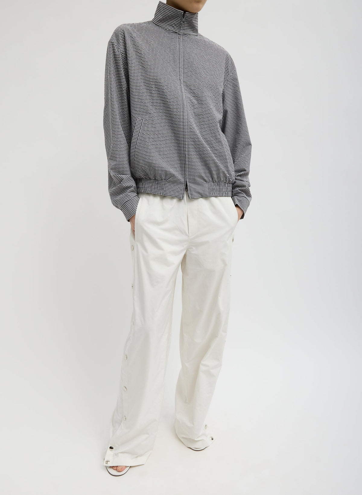 Tech Gingham Track Jacket Black/White Gingham - Tibi