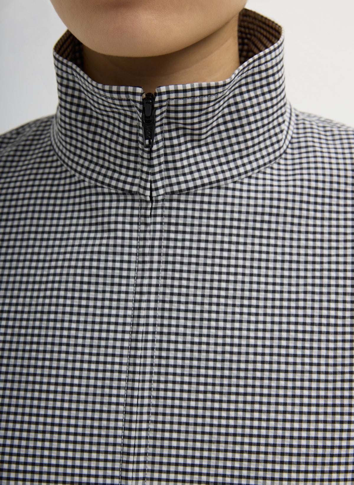 Tech Gingham Track Jacket Black/White Gingham - Tibi