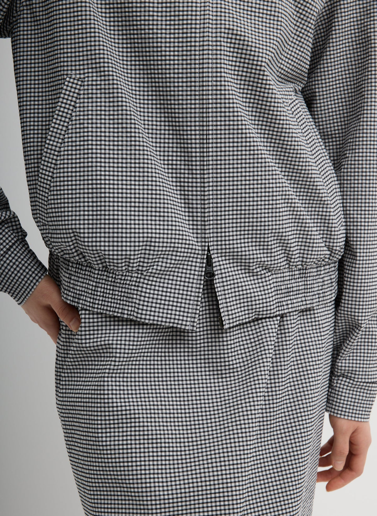 Tech Gingham Track Jacket Black/White Gingham - Tibi