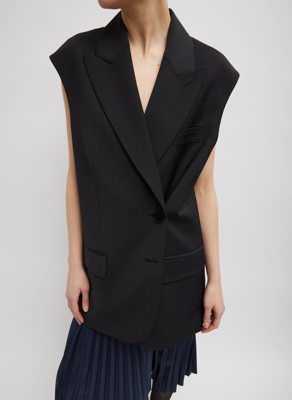 Tropical Wool Liam Vest Black - Tibi
